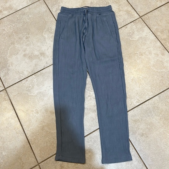 NWT! Prevu Blue Ribbed Viscose Ankle Crop Pants M - Picture 1 of 9